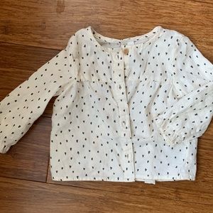 H&M baby girl cream and black polka dot and heart top.